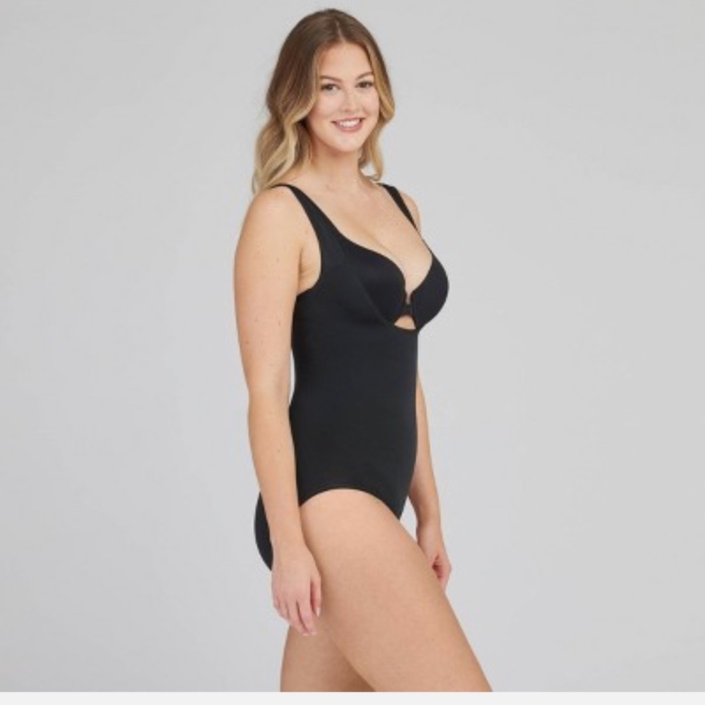 15. Assets by Spanx Black All In One Shaping Open Bust Panty Bodysuit - Picture 2 of 13